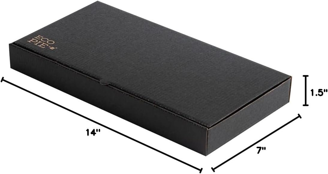 Wholesale 14 x 7 x 1.5 Inch Flatbread Takeaway Boxes 50 Pack Sturdy Corrugated Eco Pizza Boxes E-Flute Tab-Lock Kraft Black Paper Disposable Factory