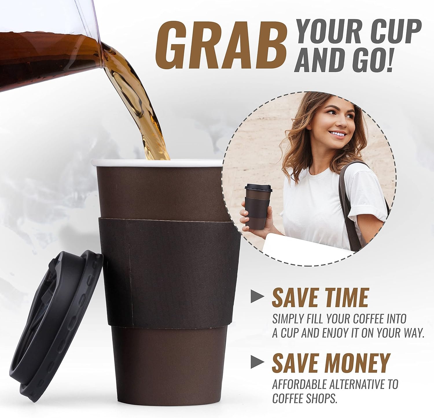 Wholesale 16 oz Disposable Brown Coffee Cups with Lids Sleeves Premium Paper 100 Pack Factory