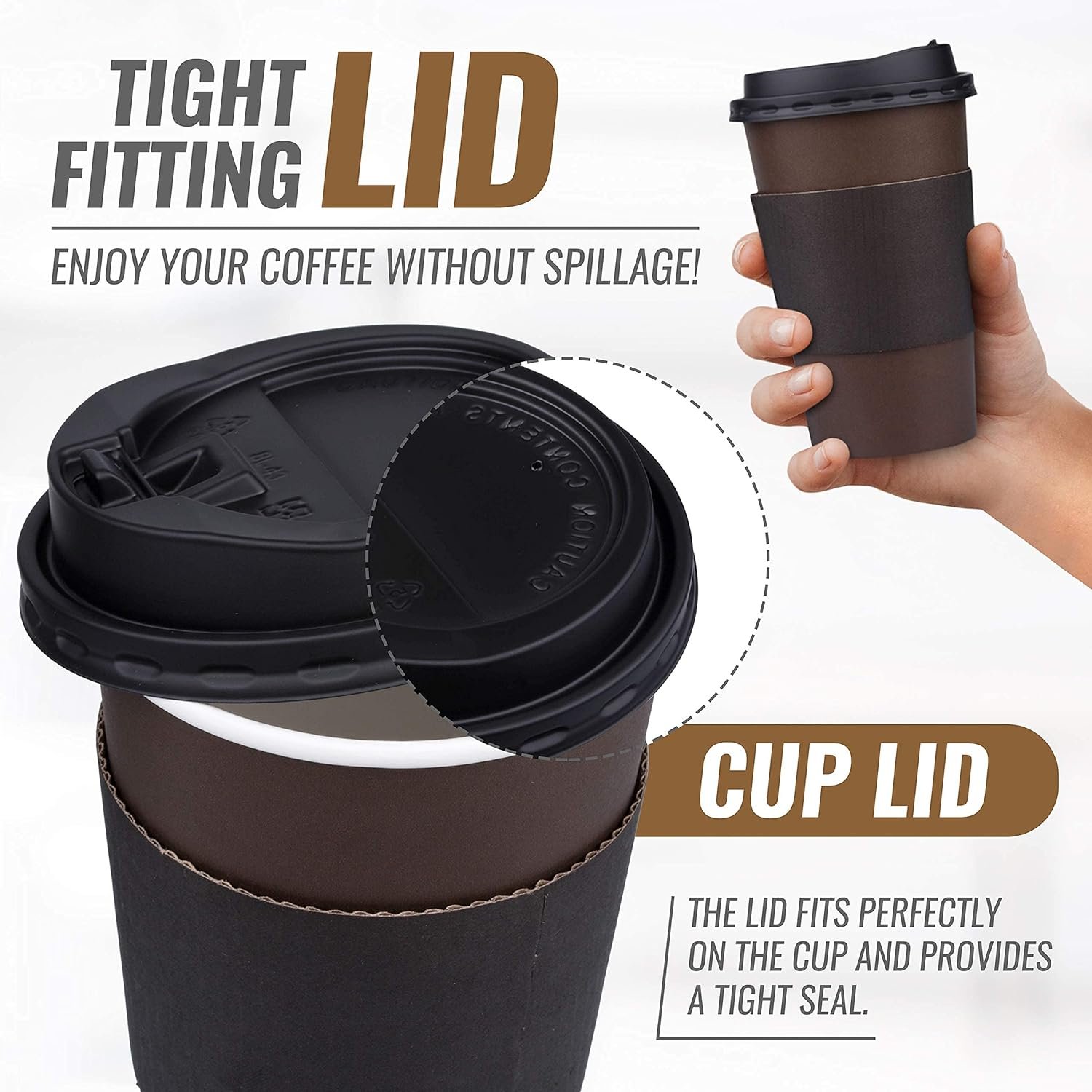 Wholesale 16 oz Disposable Brown Coffee Cups with Lids Sleeves Premium Paper 100 Pack Factory