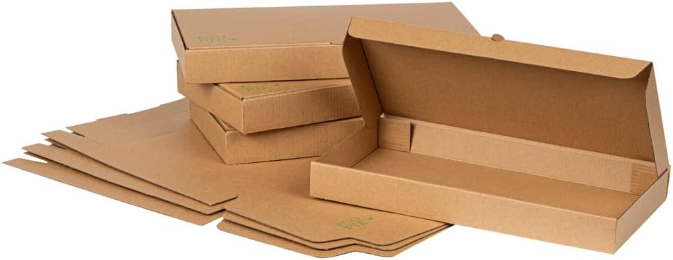 Wholesale 15 x 7 x 1.5 Inch Sturdy Corrugated Flatbread Takeaway Boxes 50 Pack E-Flute Tab-Lock Kraft Green Disposable Pizza Boxes Factory