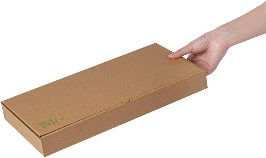 Wholesale 15 x 7 x 1.5 Inch Sturdy Corrugated Flatbread Takeaway Boxes 50 Pack E-Flute Tab-Lock Kraft Green Disposable Pizza Boxes Factory