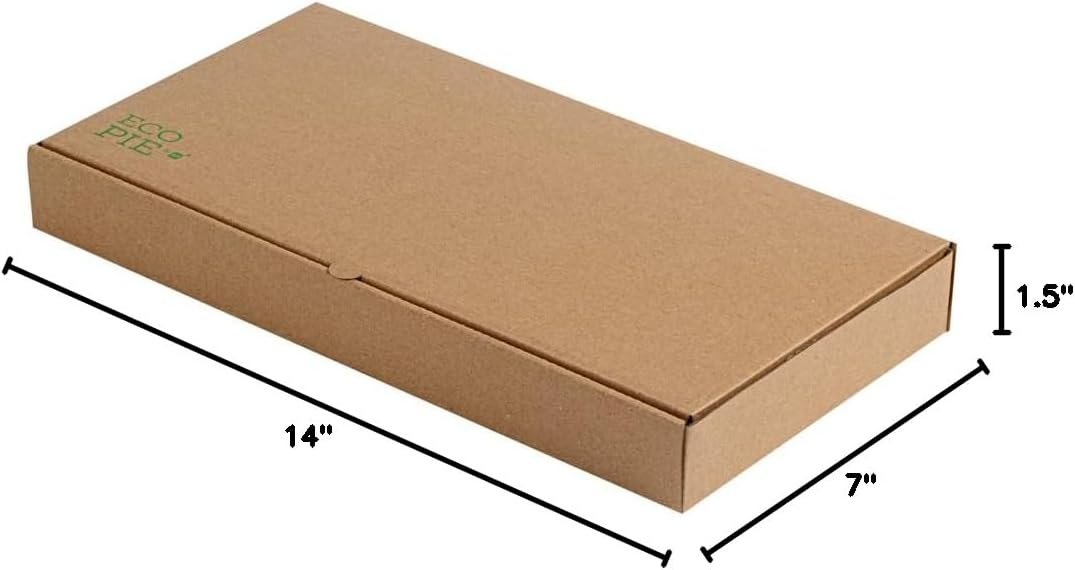 Wholesale 15 x 7 x 1.5 Inch Sturdy Corrugated Flatbread Takeaway Boxes 50 Pack E-Flute Tab-Lock Kraft Green Disposable Pizza Boxes Factory
