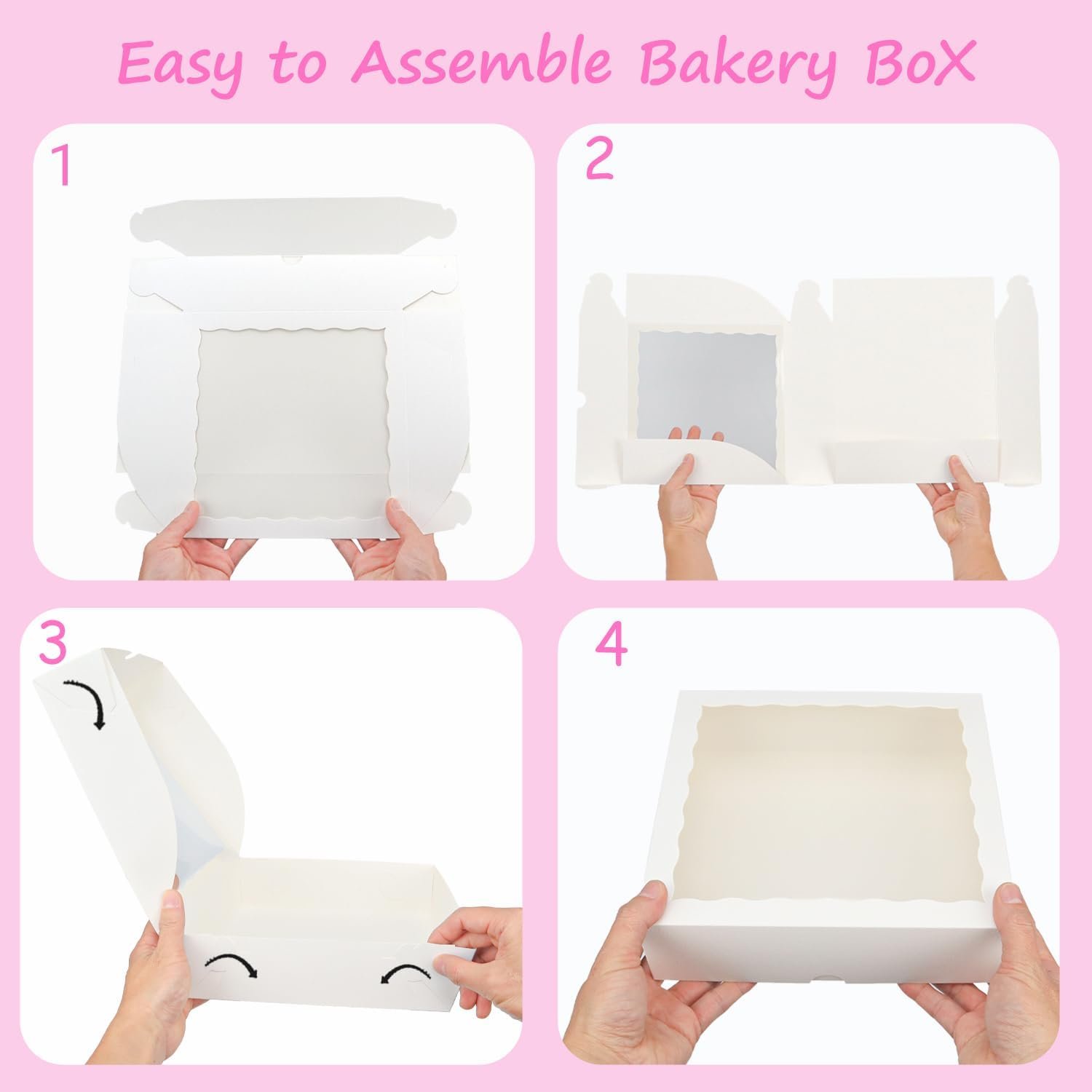 Wholesale 6pcs 10x10x2.5 Inch White Bakery Boxes with Window for Pies Cookies Chocolate Strawberries Breakable Hearts Charcuterie Christmas Factory