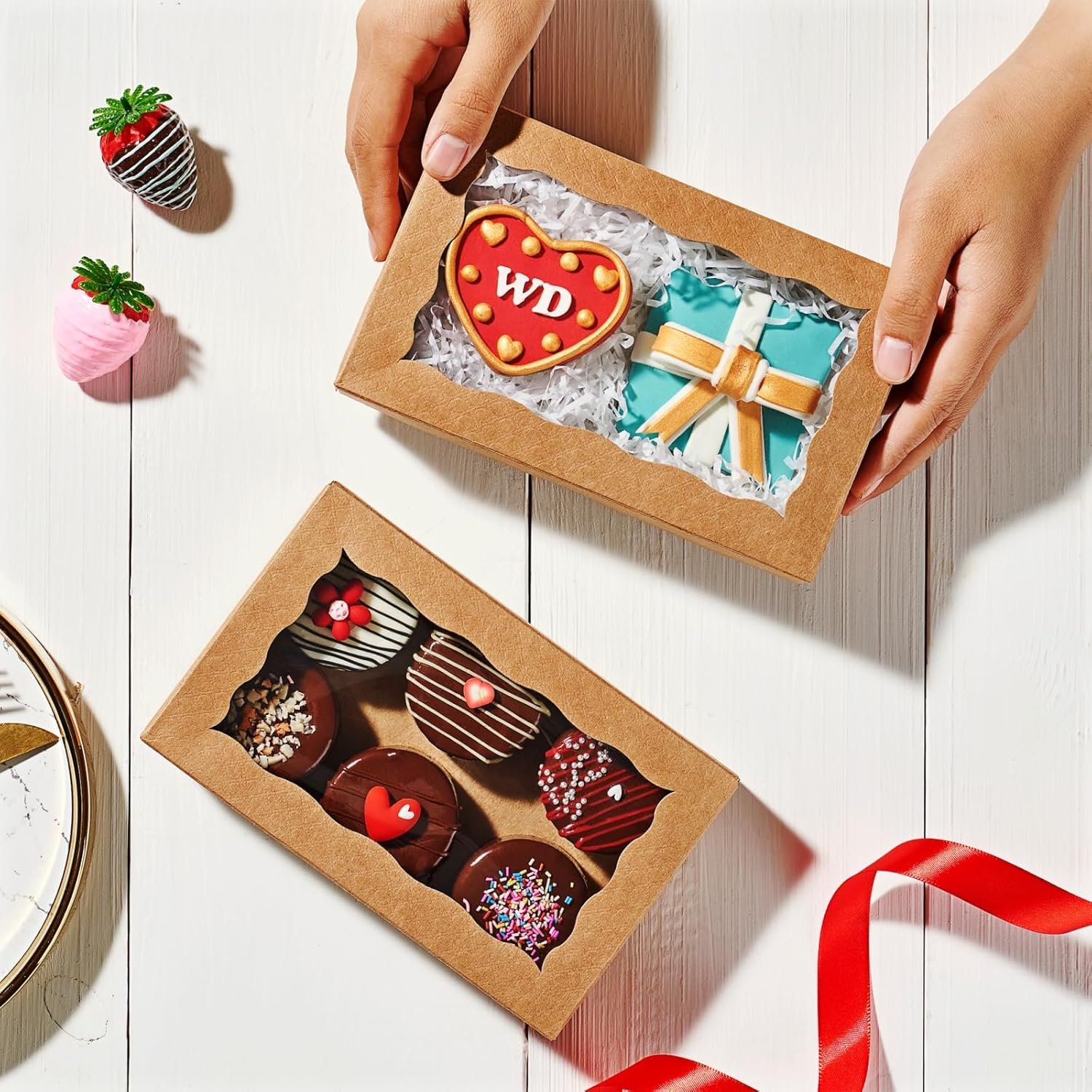 Wholesale 20PCS 7x4.3x1.5 Inch Brown Cookie Boxes with Window for Bakery Chocolate Truffles Oreos Pastries Donuts Brownies Soap Treats Party Favors Wedding Christmas Valentine's Factory Wholesale 20PCS 7x4.3x1.5 Inch Brown Cookie Boxes with Window for Bakery Chocolate Truffles Oreos Pastries Donuts Brownies Soap Treats Party Favors Wedding Christmas Valentine's Factory