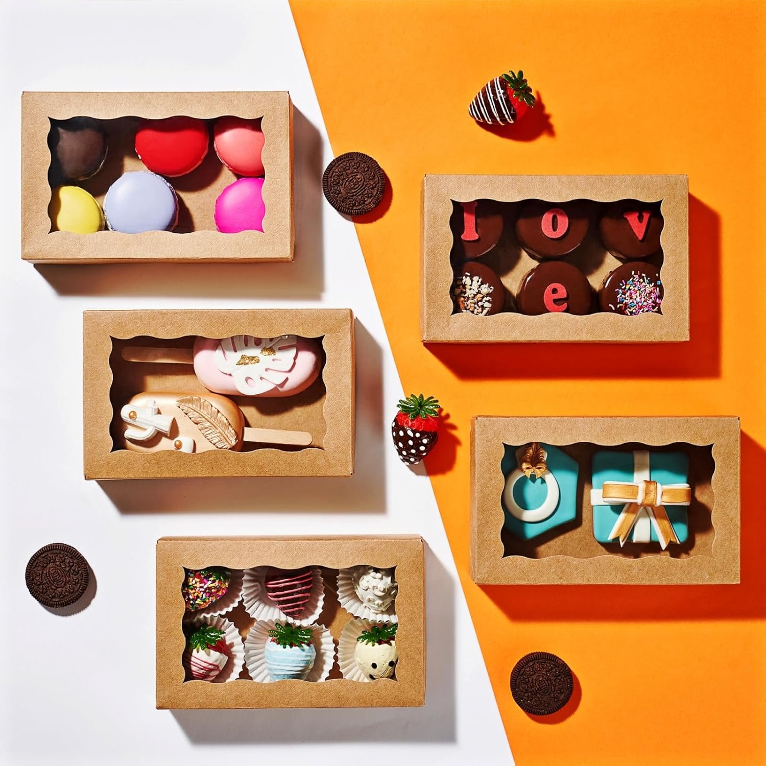 Wholesale 20PCS 7x4.3x1.5 Inch Brown Cookie Boxes with Window for Bakery Chocolate Truffles Oreos Pastries Donuts Brownies Soap Treats Party Favors Wedding Christmas Valentine's Factory Wholesale 20PCS 7x4.3x1.5 Inch Brown Cookie Boxes with Window for Bakery Chocolate Truffles Oreos Pastries Donuts Brownies Soap Treats Party Favors Wedding Christmas Valentine's Factory