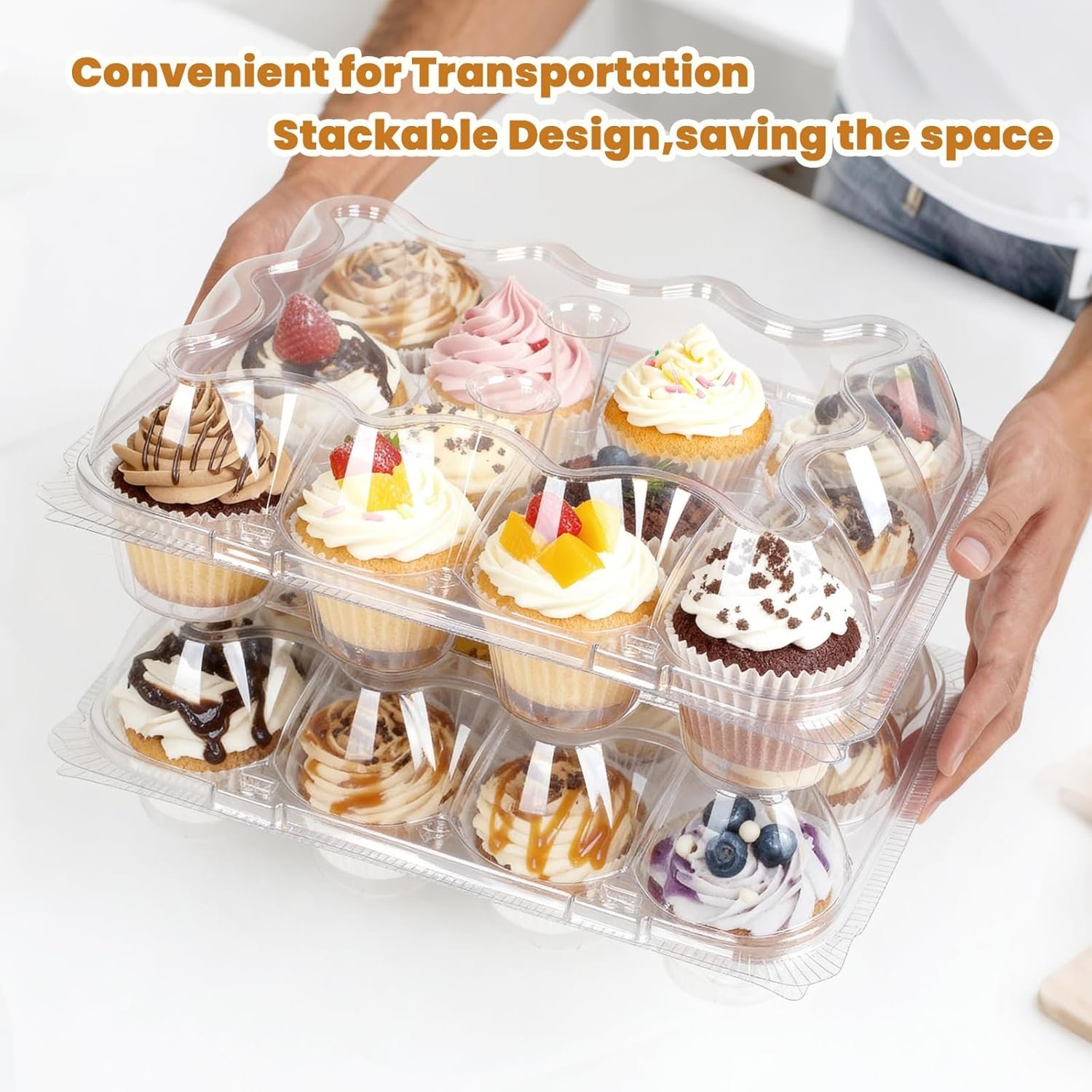 Wholesale 12-Count Cupcake Containers 20-Pack Stackable Carriers 250 Liners Clear Plastic Disposable Boxes Holders Trays for Baking Parties Gifting Factory Wholesale 12-Count Cupcake Containers 20-Pack Stackable Carriers 250 Liners Clear Plastic Disposable Boxes Holders Trays for Baking Parties Gifting Factory