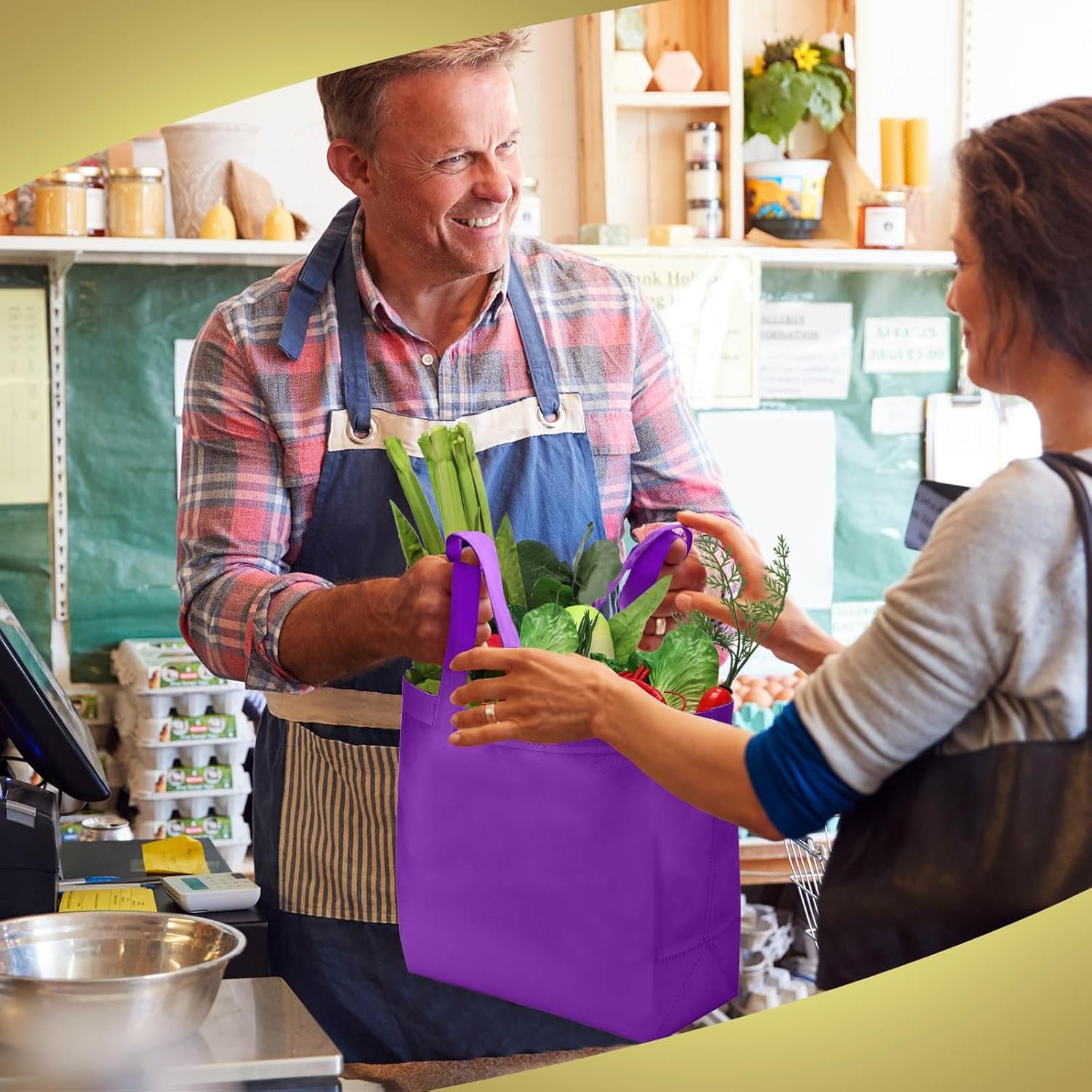 Wholesale 100 PCS Reusable Tote Bags Non Woven Grocery Handle Bags for Shop Events Retail Store Purple Factory Wholesale 100 PCS Reusable Tote Bags Non Woven Grocery Handle Bags for Shop Events Retail Store Purple Factory
