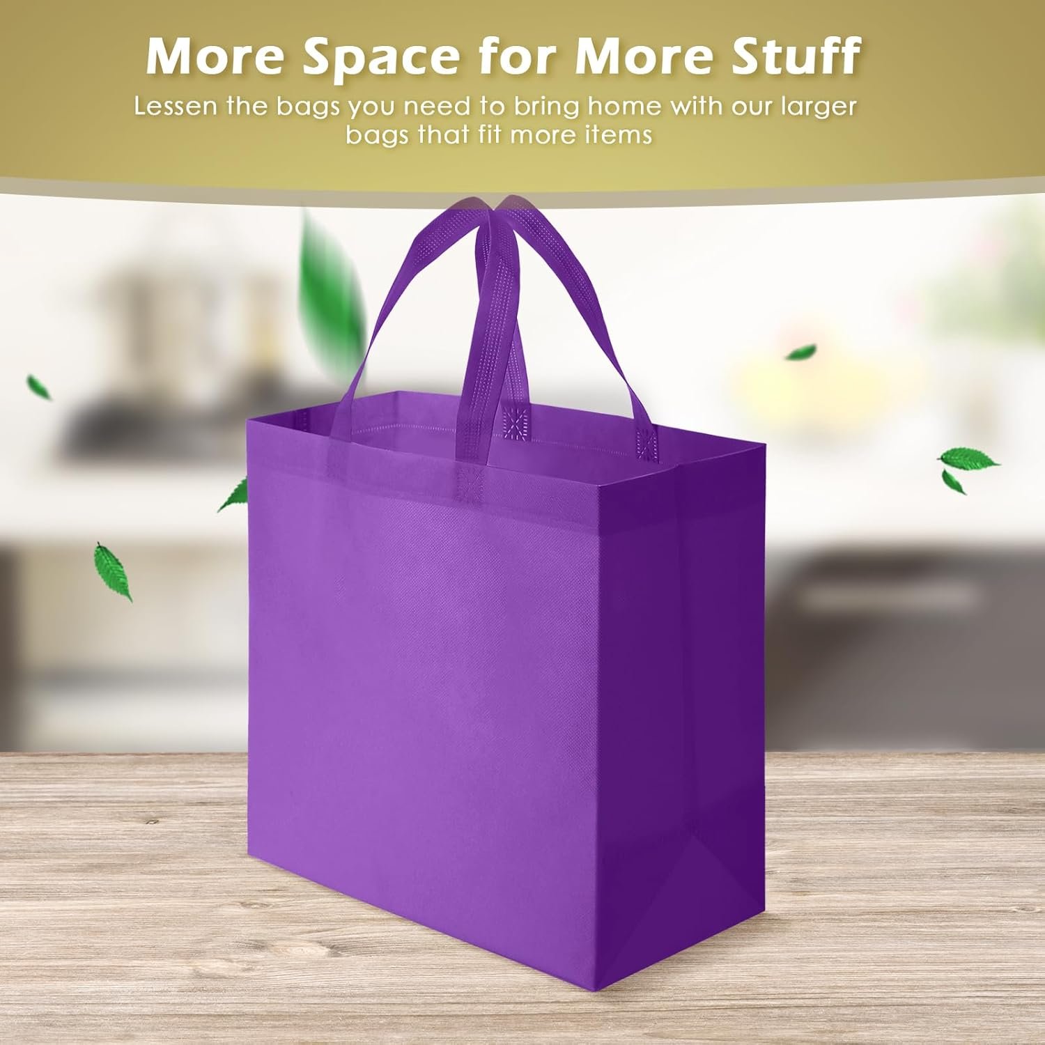 Wholesale 100 PCS Reusable Tote Bags Non Woven Grocery Handle Bags for Shop Events Retail Store Purple Factory Wholesale 100 PCS Reusable Tote Bags Non Woven Grocery Handle Bags for Shop Events Retail Store Purple Factory