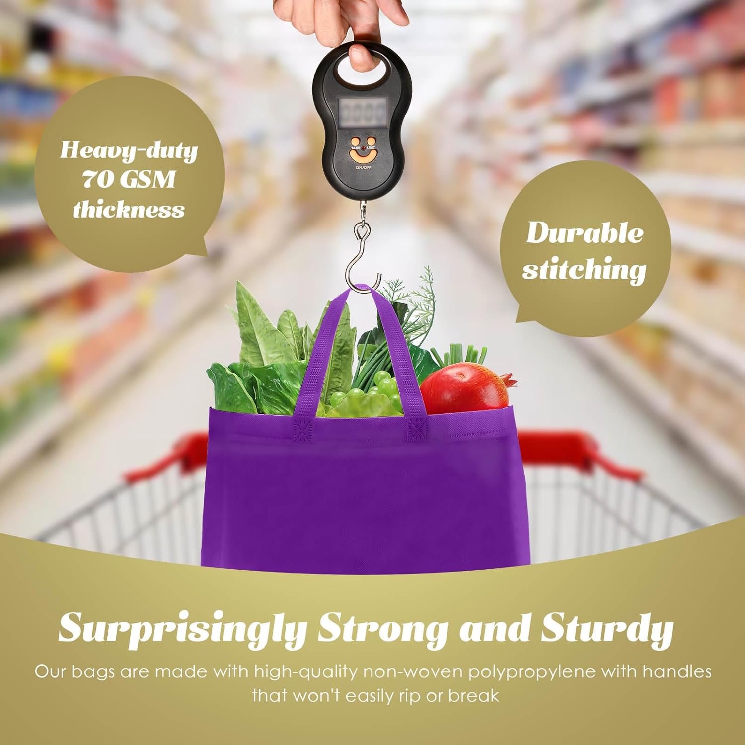 Wholesale 100 PCS Reusable Tote Bags Non Woven Grocery Handle Bags for Shop Events Retail Store Purple Factory Wholesale 100 PCS Reusable Tote Bags Non Woven Grocery Handle Bags for Shop Events Retail Store Purple Factory