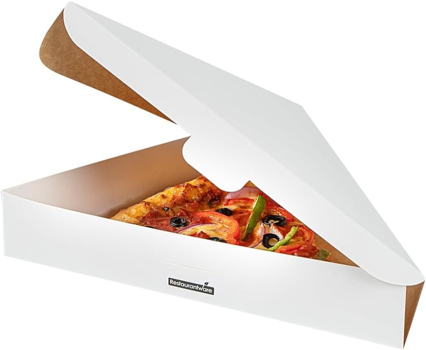 Wholesale 9.3 x 10.3 x 1.8 Inch Clamshell Pizza Slice Boxes 100 Pack Greaseproof Tab Lock White Paper Containers for Individual Slices in Restaurants Kiosks Cafes Factory