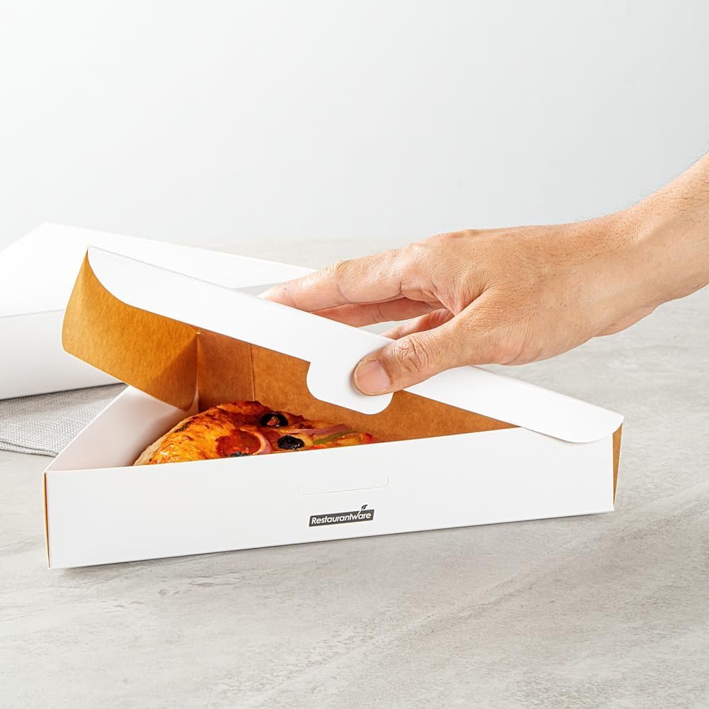 Wholesale 9.3 x 10.3 x 1.8 Inch Clamshell Pizza Slice Boxes 100 Pack Greaseproof Tab Lock White Paper Containers for Individual Slices in Restaurants Kiosks Cafes Factory