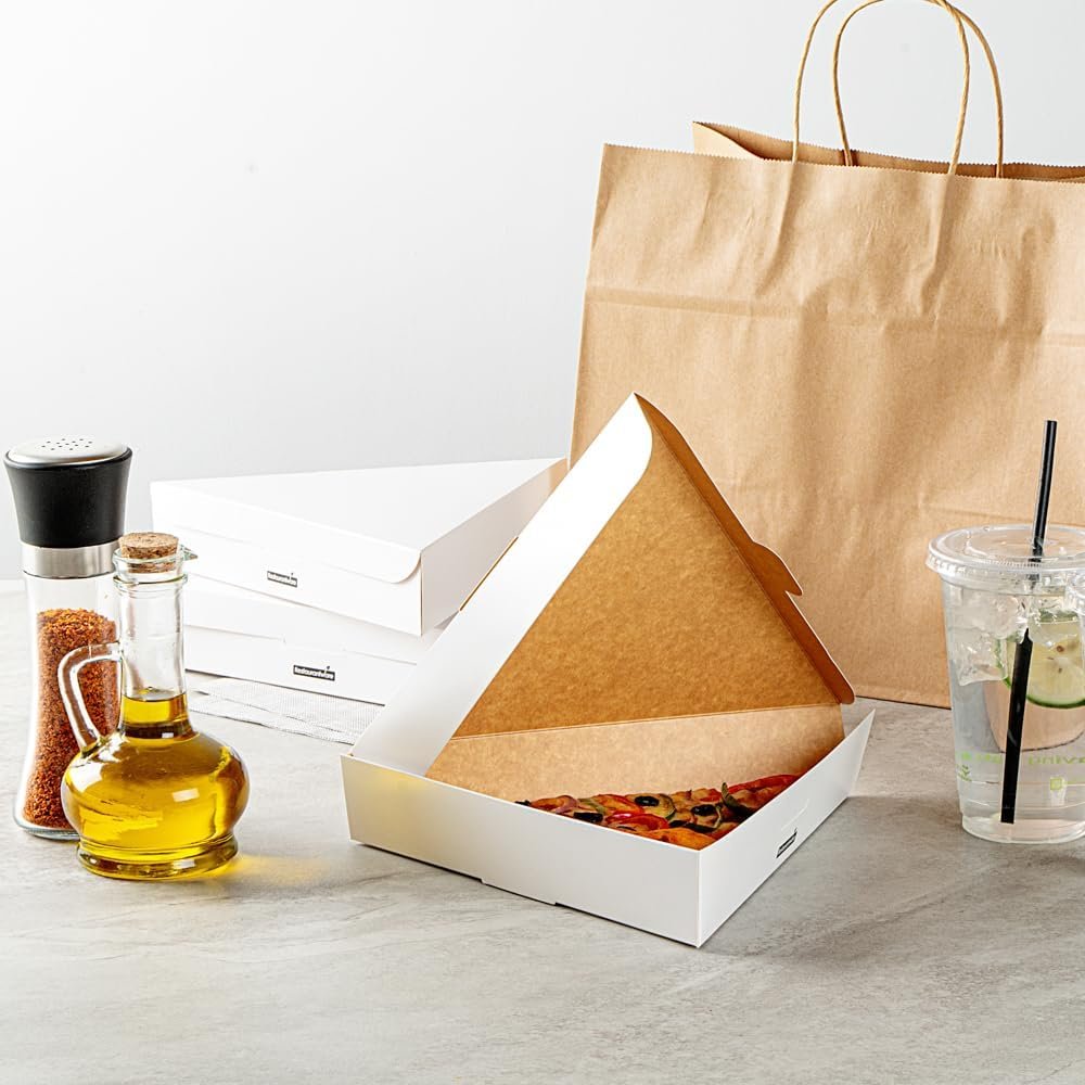 Wholesale 9.3 x 10.3 x 1.8 Inch Clamshell Pizza Slice Boxes 100 Pack Greaseproof Tab Lock White Paper Containers for Individual Slices in Restaurants Kiosks Cafes Factory