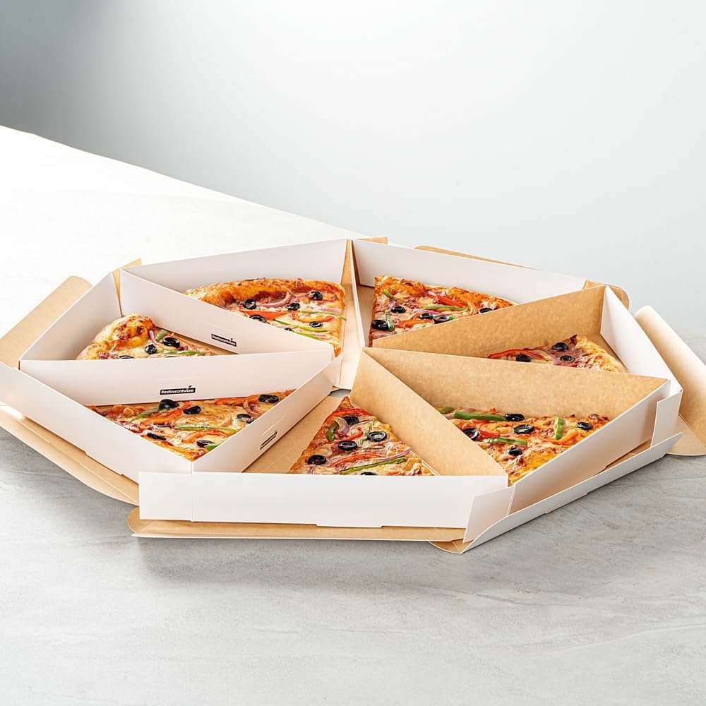 Wholesale 9.3 x 10.3 x 1.8 Inch Clamshell Pizza Slice Boxes 100 Pack Greaseproof Tab Lock White Paper Containers for Individual Slices in Restaurants Kiosks Cafes Factory