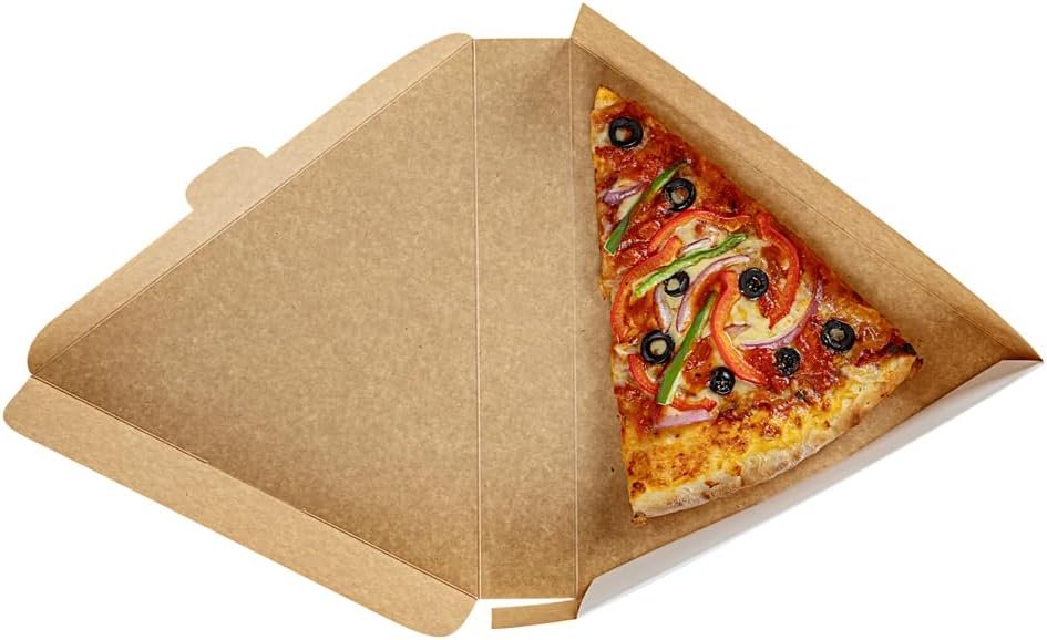 Wholesale 9.3 x 10.3 x 1.8 Inch Clamshell Pizza Slice Boxes 100 Pack Greaseproof Tab Lock White Paper Containers for Individual Slices in Restaurants Kiosks Cafes Factory