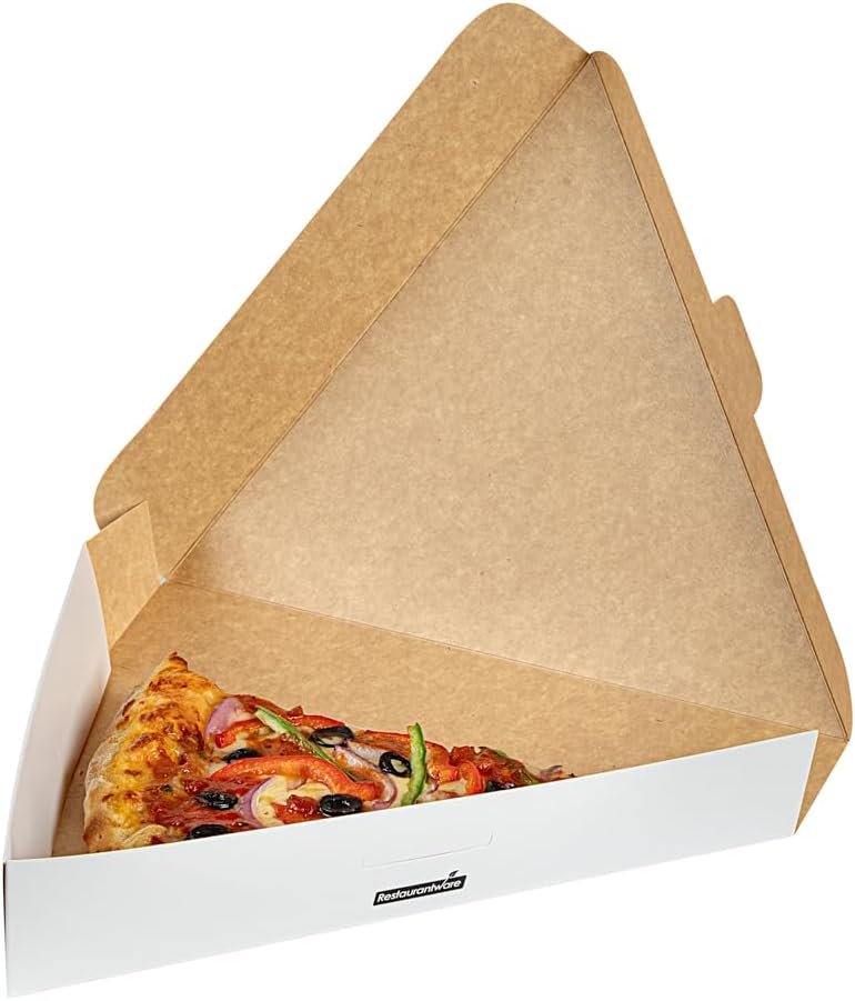 Wholesale 9.3 x 10.3 x 1.8 Inch Clamshell Pizza Slice Boxes 100 Pack Greaseproof Tab Lock White Paper Containers for Individual Slices in Restaurants Kiosks Cafes Factory