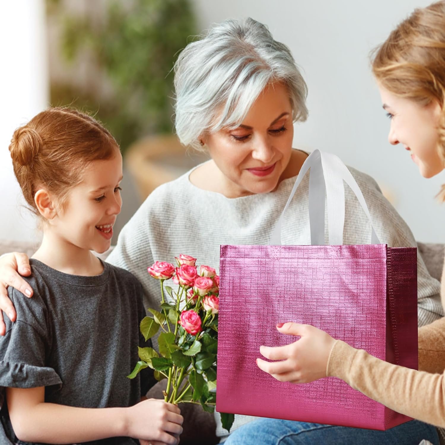 Wholesale 16 Pcs Pink Reusable Gift Bags Metallic Bling Design with Handles and Bases Non-woven for Birthday Wedding Parties Graduation 12.6x4.7x11 Inches Factory Wholesale 16 Pcs Pink Reusable Gift Bags Metallic Bling Design with Handles and Bases Non-woven for Birthday Wedding Parties Graduation 12.6x4.7x11 Inches Factory