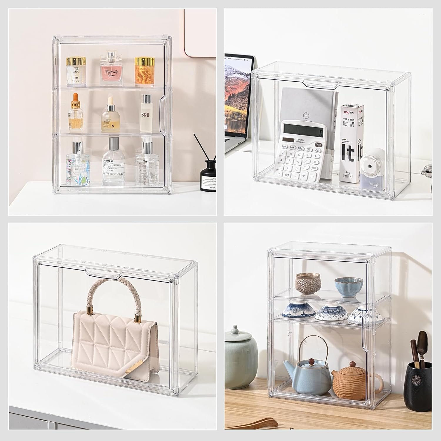OEM 3-Tier Wall-Mounted Clear Acrylic Display Case for Anime Figures Collectibles Stackable Organizer with Magnetic Door Removable Shelves Factory