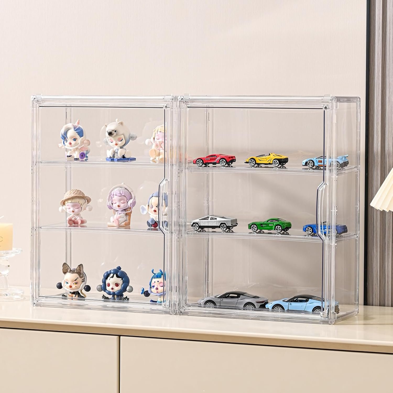 OEM 3-Tier Wall-Mounted Clear Acrylic Display Case for Anime Figures Collectibles Stackable Organizer with Magnetic Door Removable Shelves Factory