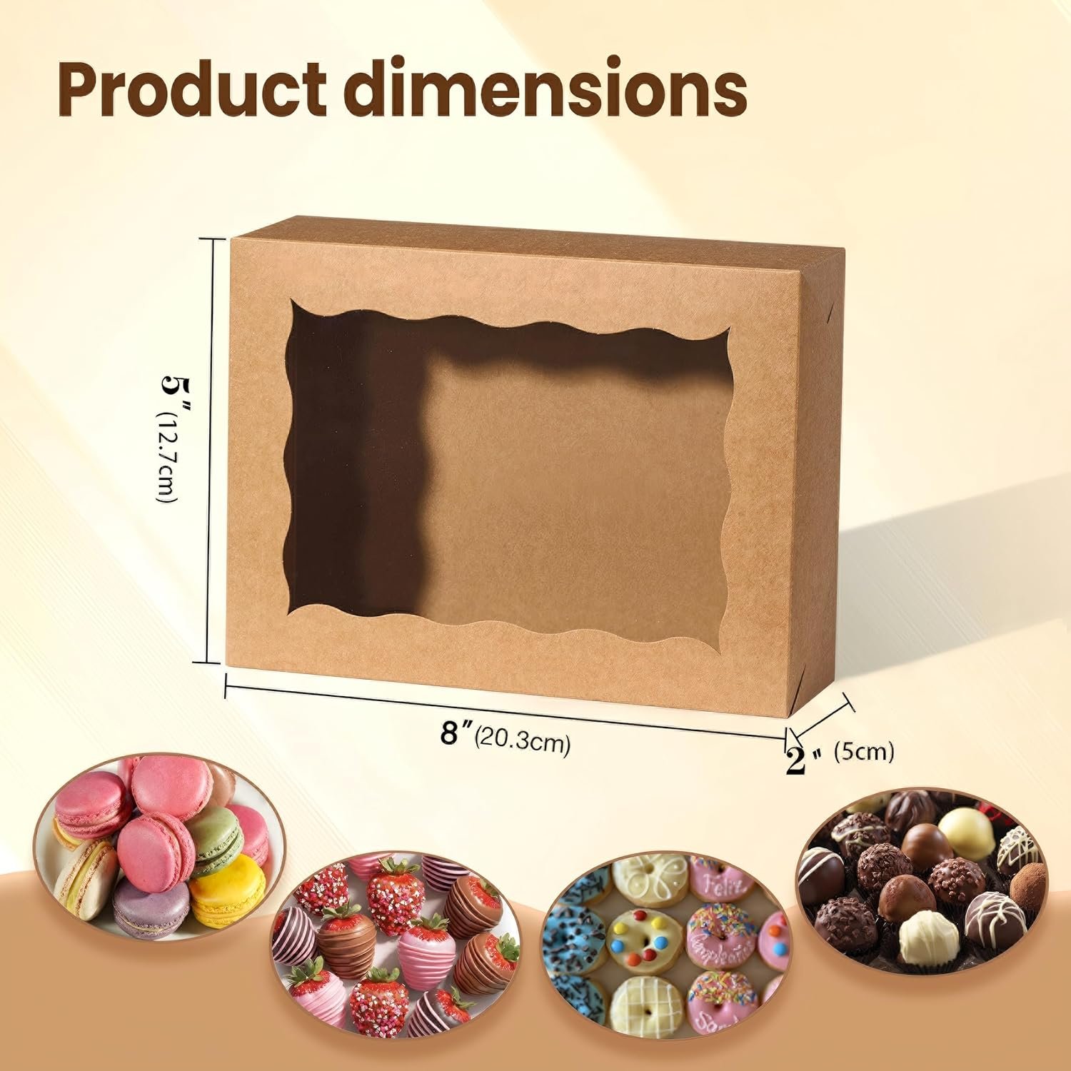 Wholesale 50PCS 8x5x2 Inch Window Bakery Boxes for Cookies Donuts Muffins Chocolates Cupcakes Macarons Candies Gift Giving Factory