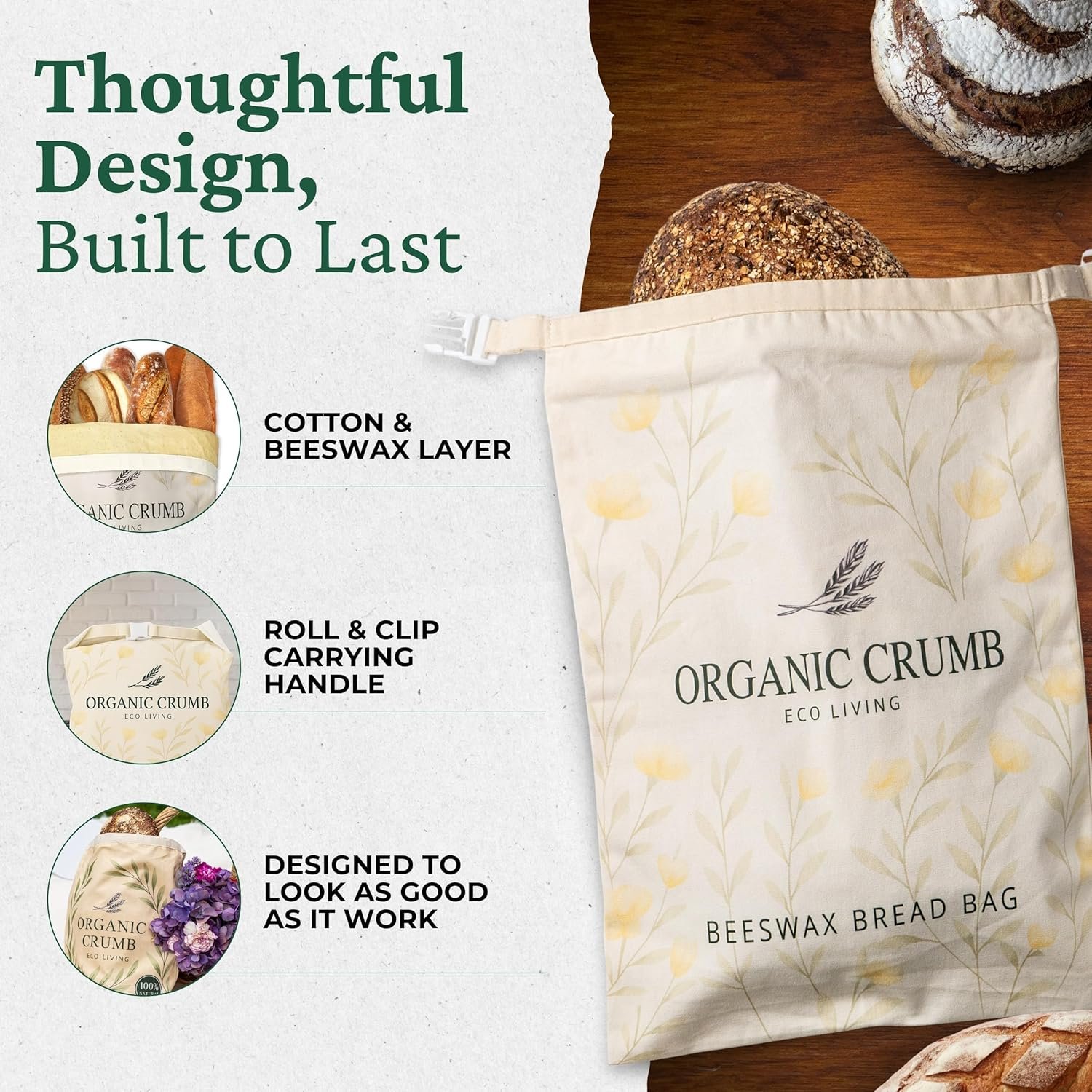 OEM Reusable Bread Bags 5-in-1 Set 2 XL Cotton Beeswax Bags Beeswax Wrap Bowl Cover Dough Scraper Eco-Friendly Sourdough Storage Factory