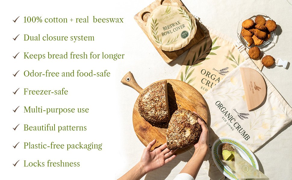 OEM Reusable Bread Bags 5-in-1 Set 2 XL Cotton Beeswax Bags Beeswax Wrap Bowl Cover Dough Scraper Eco-Friendly Sourdough Storage Factory