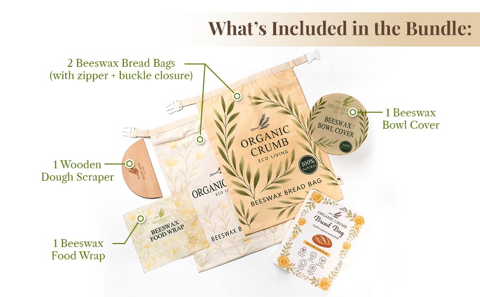 OEM Reusable Bread Bags 5-in-1 Set 2 XL Cotton Beeswax Bags Beeswax Wrap Bowl Cover Dough Scraper Eco-Friendly Sourdough Storage Factory