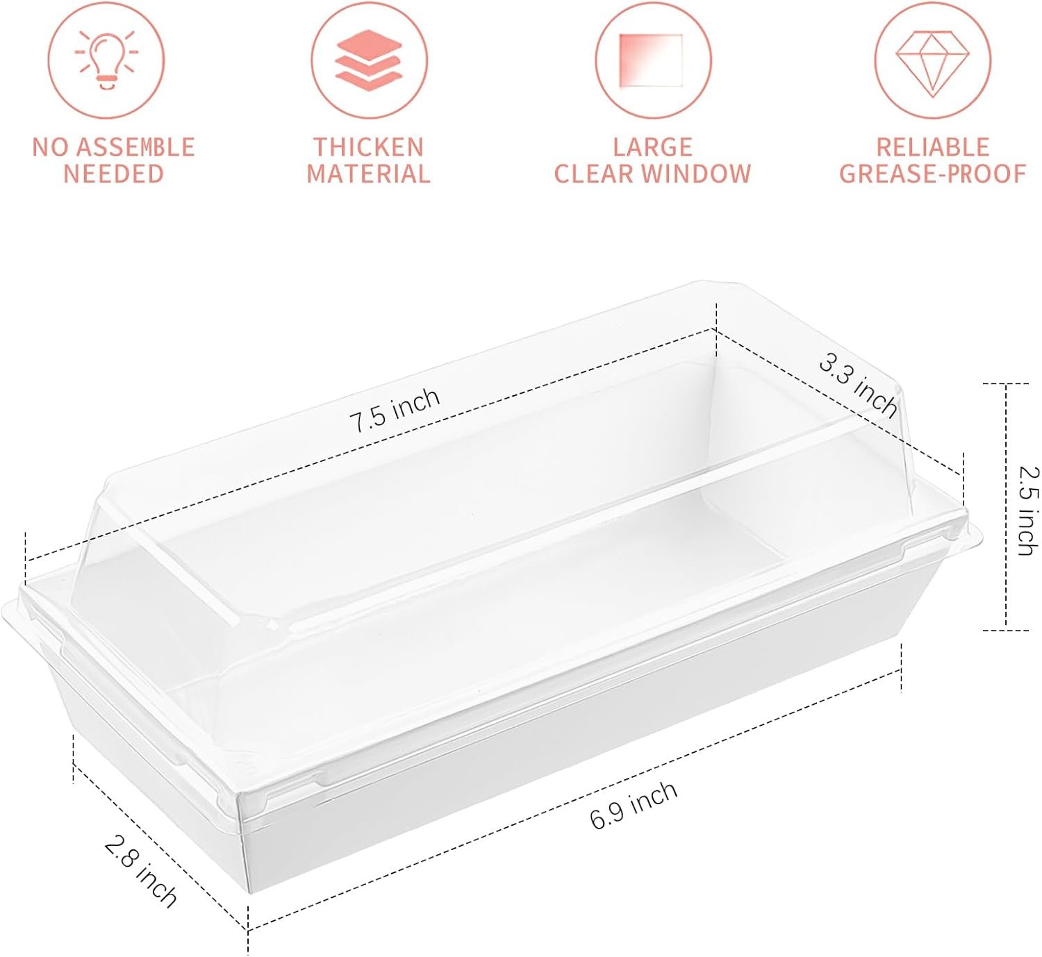 Wholesale 100 Pack White Charcuterie Boxes with Clear Lids for Bakery Cookies Pastries Sandwiches Cupcakes Strawberries Desserts To Go Containers Factory