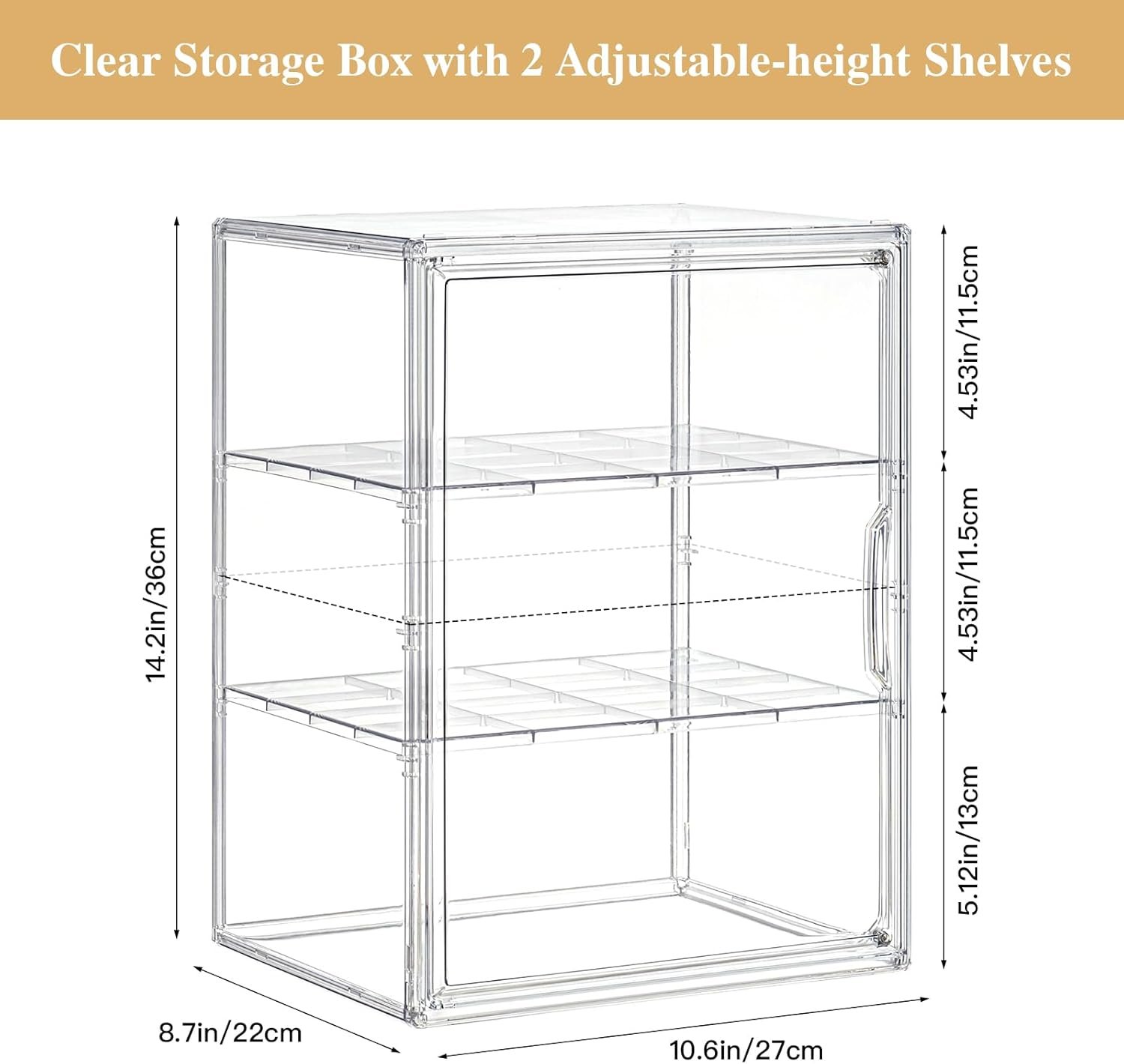 OEM Large Clear Acrylic Display Case for Collectibles Storage Bin with 2 Removable Shelves Magnetic Door Organizer for Anime Figures and Dolls Factory