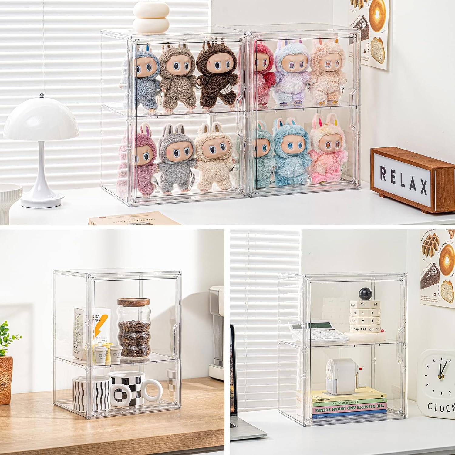 OEM Large Clear Acrylic Display Case for Collectibles Storage Bin with 2 Removable Shelves Magnetic Door Organizer for Anime Figures and Dolls Factory