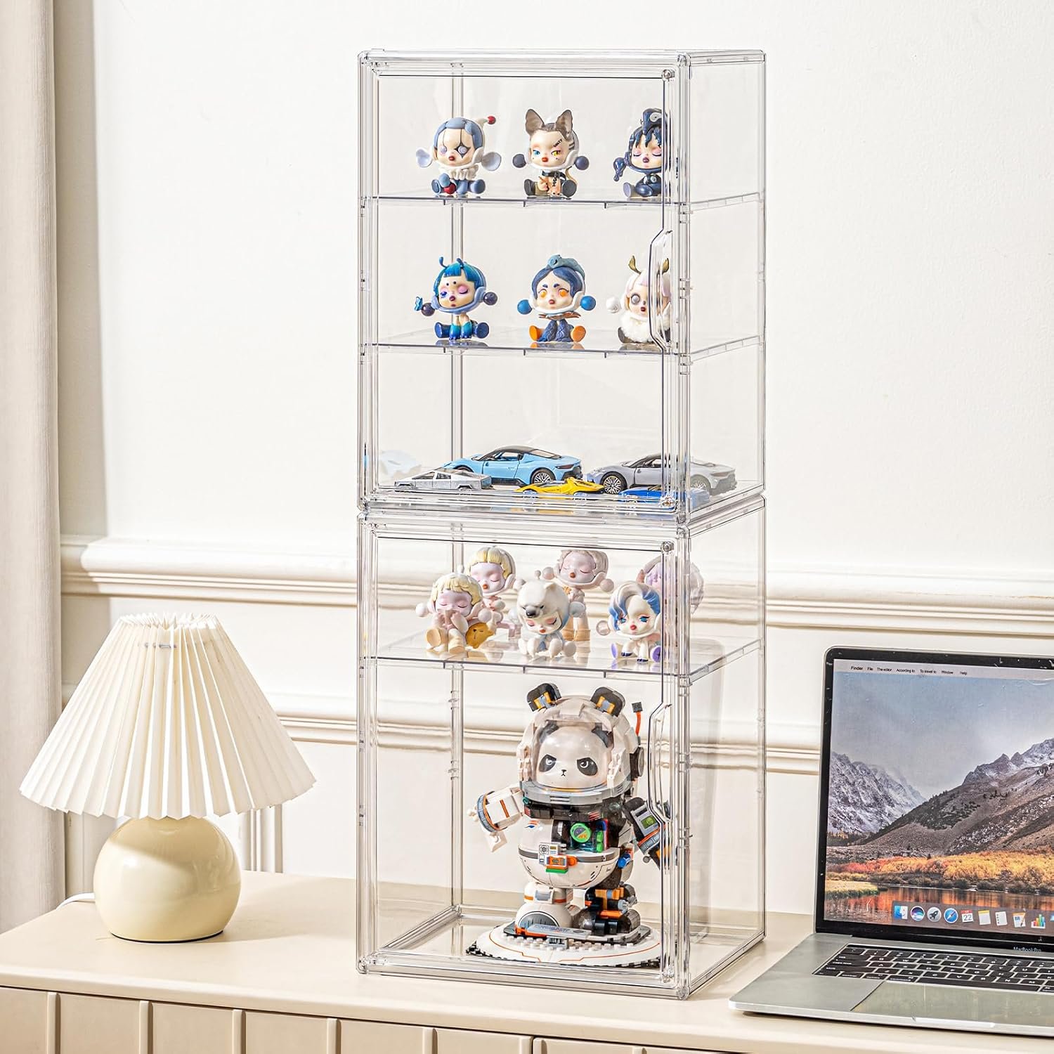 OEM Large Clear Acrylic Display Case for Collectibles Storage Bin with 2 Removable Shelves Magnetic Door Organizer for Anime Figures and Dolls Factory