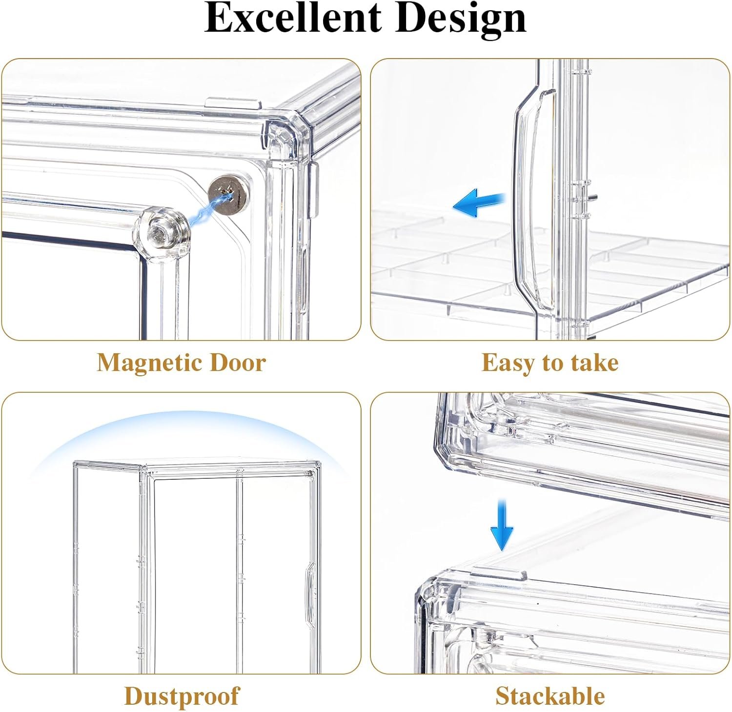 OEM Large Clear Acrylic Display Case for Collectibles Storage Bin with 2 Removable Shelves Magnetic Door Organizer for Anime Figures and Dolls Factory