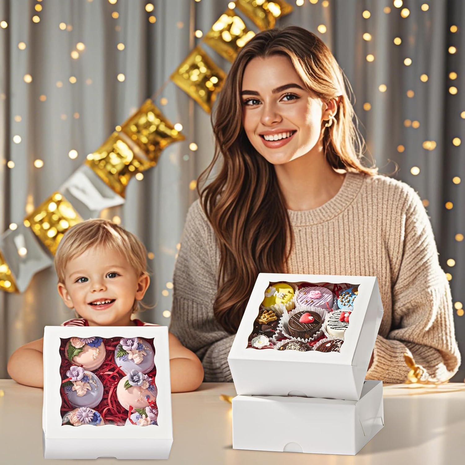 Wholesale 20 Pack 6x6x2.5 Inch Elegant Bakery Boxes with Transparent Window for Cookies Chocolate Strawberries Cakes Macarons Truffles and More Easy Assembly Factory Wholesale 20 Pack 6x6x2.5 Inch Elegant Bakery Boxes with Transparent Window for Cookies Chocolate Strawberries Cakes Macarons Truffles and More Easy Assembly Factory