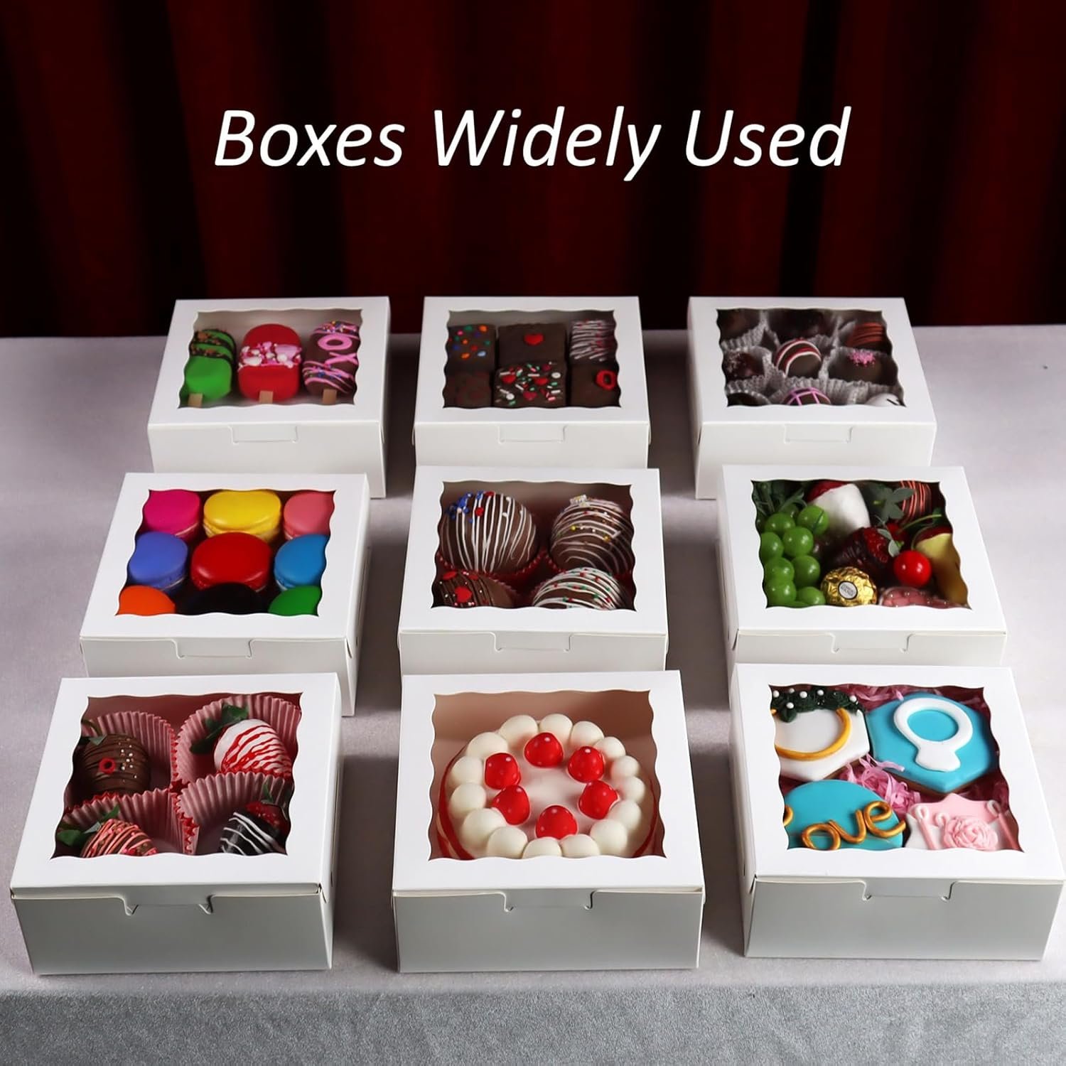 Wholesale 20 Pack 6x6x2.5 Inch Elegant Bakery Boxes with Transparent Window for Cookies Chocolate Strawberries Cakes Macarons Truffles and More Easy Assembly Factory Wholesale 20 Pack 6x6x2.5 Inch Elegant Bakery Boxes with Transparent Window for Cookies Chocolate Strawberries Cakes Macarons Truffles and More Easy Assembly Factory