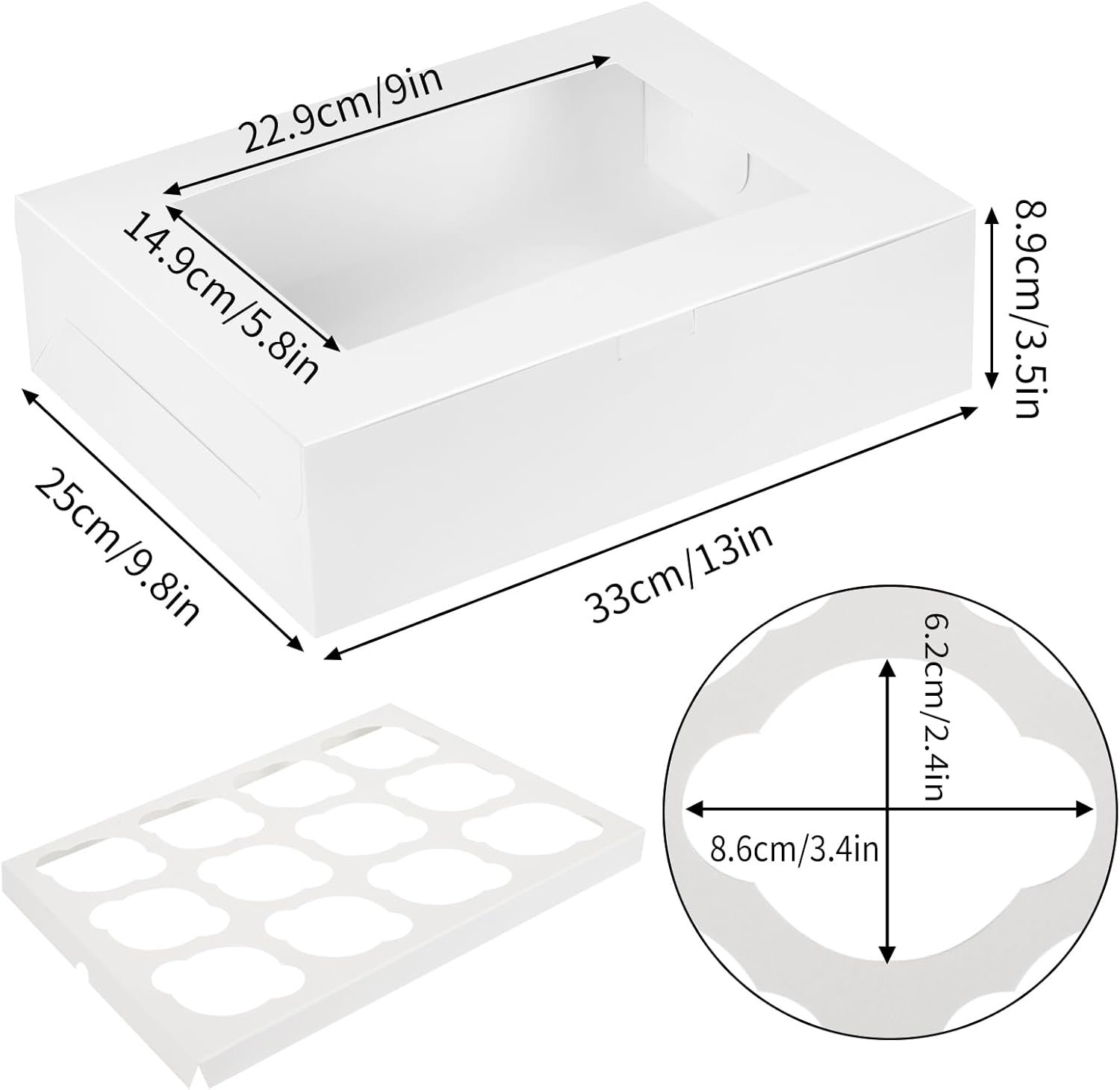 Wholesale 13x10x3.5 Inch 12 Cupcake Bakery Boxes with Window Inserts 30 Pack for Muffins Birthdays Holidays Parties Factory