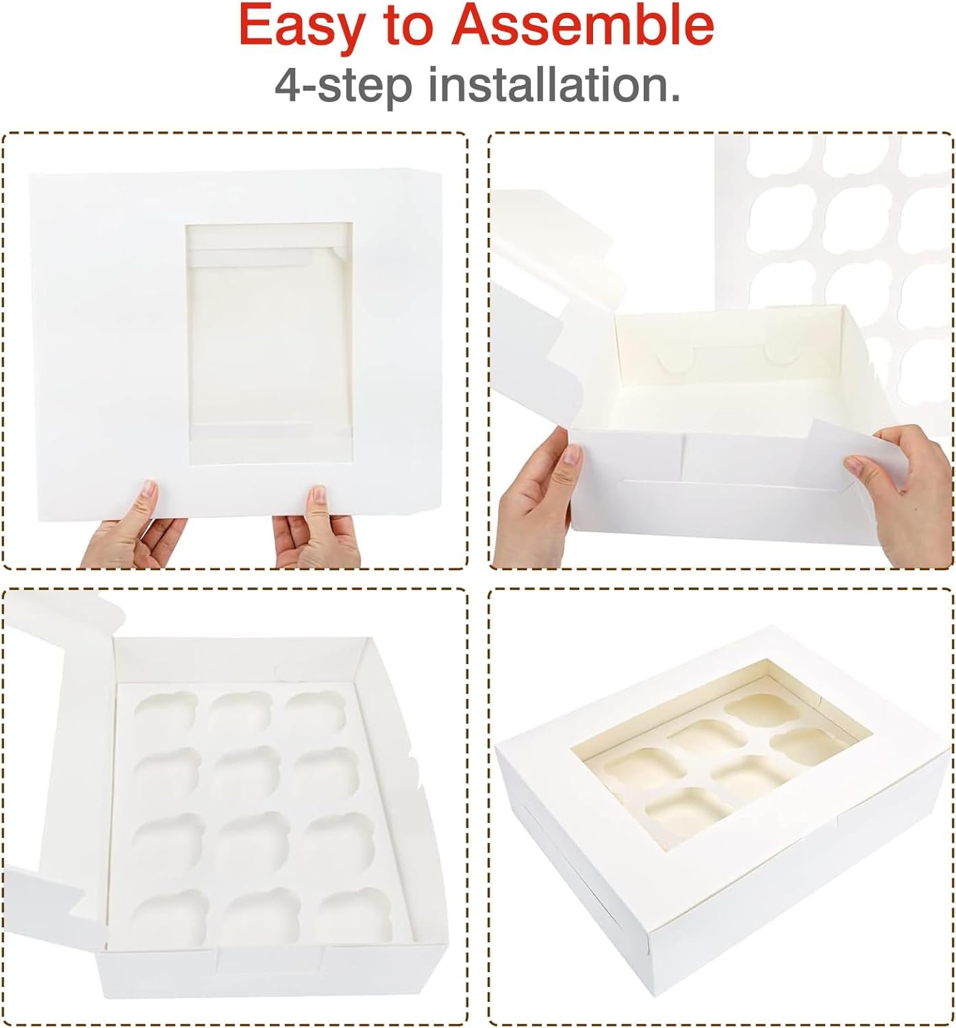 Wholesale 13x10x3.5 Inch 12 Cupcake Bakery Boxes with Window Inserts 30 Pack for Muffins Birthdays Holidays Parties Factory