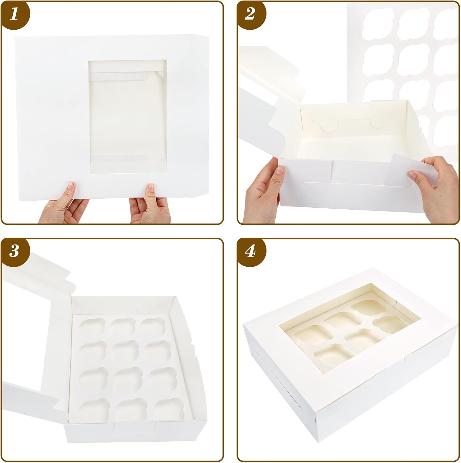 Wholesale 13x10x3.5 Inch 12 Cupcake Bakery Boxes with Window Inserts 30 Pack for Muffins Birthdays Holidays Parties Factory