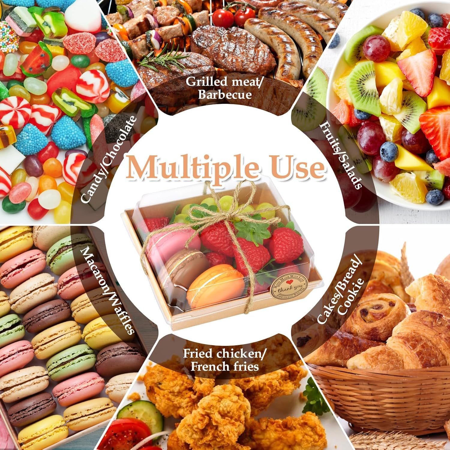 Wholesale 50 Pack Small Mini Charcuterie Boxes with 300 Bamboo Skewers Disposable Paper Food Containers for Desserts Sandwiches Cookies Sushi Cake Slices Strawberries Factory