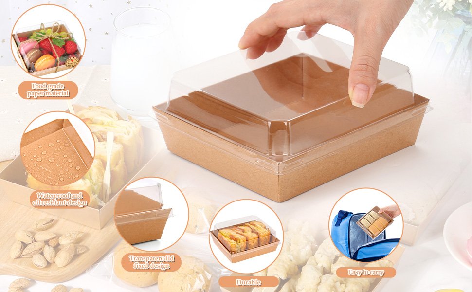 Wholesale 50 Pack Small Mini Charcuterie Boxes with 300 Bamboo Skewers Disposable Paper Food Containers for Desserts Sandwiches Cookies Sushi Cake Slices Strawberries Factory