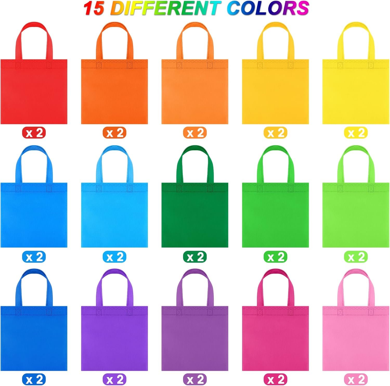 Wholesale 30 Packs Reusable Non-Woven Party Gift Bags 7.9×7.9 Inch Colorful Tote with Handles Rainbow for Wedding Birthday Factory Wholesale 30 Packs Reusable Non-Woven Party Gift Bags 7.9×7.9 Inch Colorful Tote with Handles Rainbow for Wedding Birthday Factory