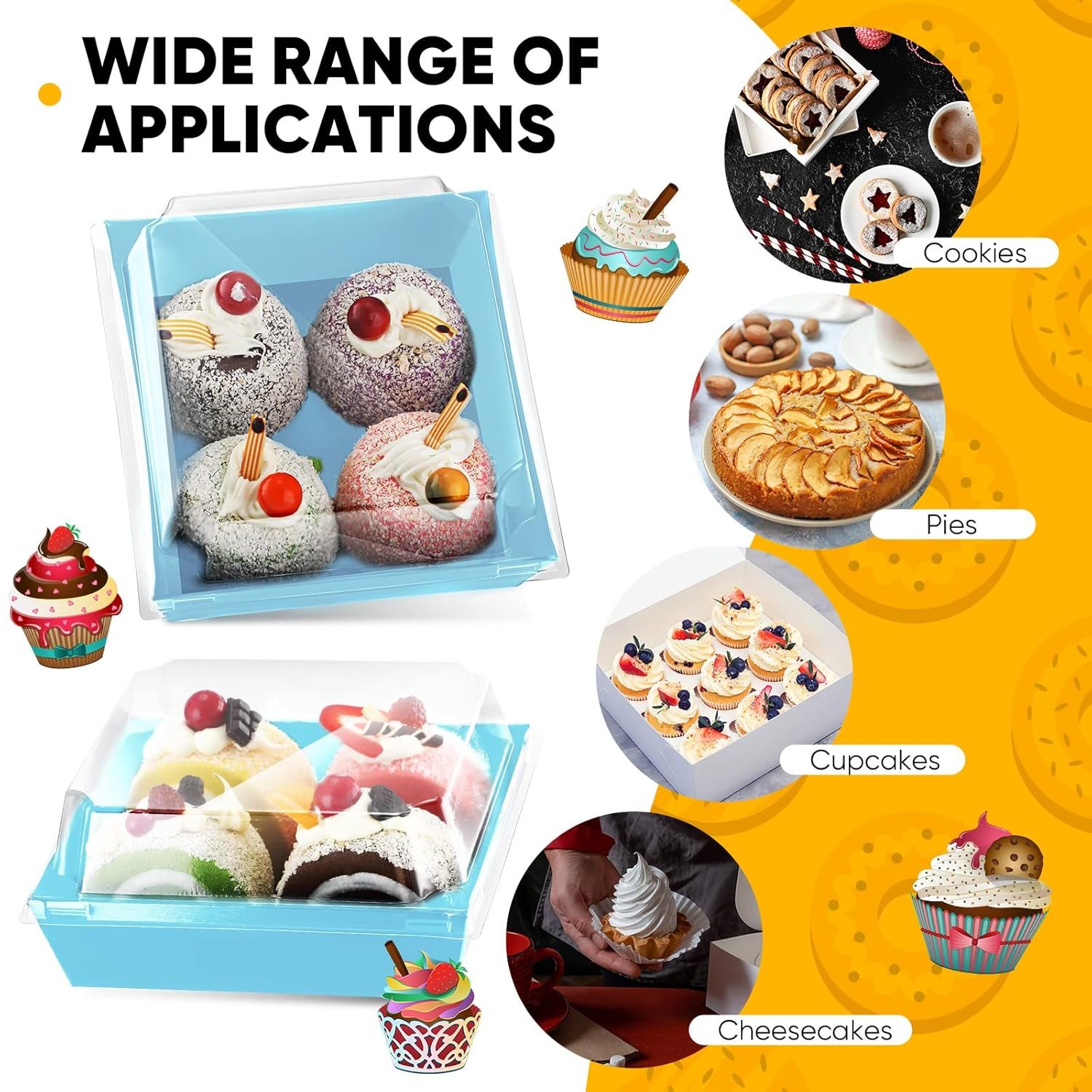 Wholesale 100 Pack 5 Inch Blue Paper Square Charcuterie Boxes Clear Lids Disposable Cookie Containers Valentine Gift for Desserts Sandwiches Slice Cakes Hot Cocoa Bombs Strawberries Factory