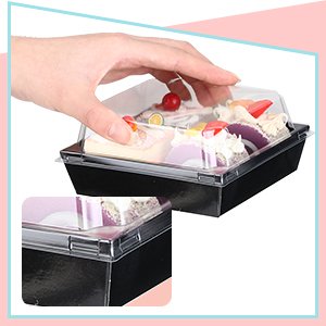 Wholesale 100 Pack 5 Inch Blue Paper Square Charcuterie Boxes Clear Lids Disposable Cookie Containers Valentine Gift for Desserts Sandwiches Slice Cakes Hot Cocoa Bombs Strawberries Factory