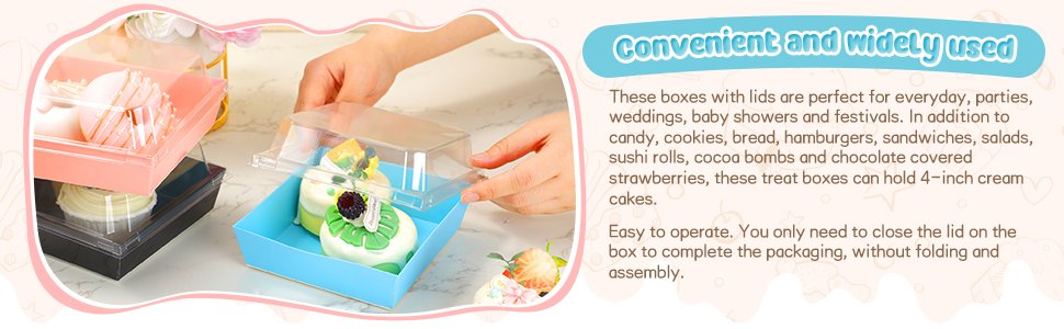 Wholesale 100 Pack 5 Inch Blue Paper Square Charcuterie Boxes Clear Lids Disposable Cookie Containers Valentine Gift for Desserts Sandwiches Slice Cakes Hot Cocoa Bombs Strawberries Factory