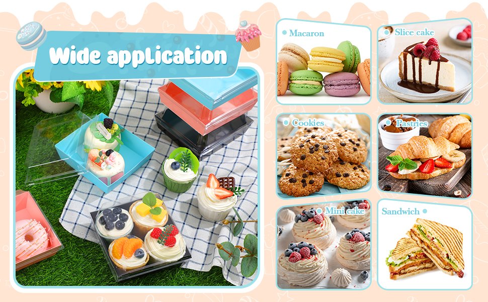 Wholesale 100 Pack 5 Inch Blue Paper Square Charcuterie Boxes Clear Lids Disposable Cookie Containers Valentine Gift for Desserts Sandwiches Slice Cakes Hot Cocoa Bombs Strawberries Factory