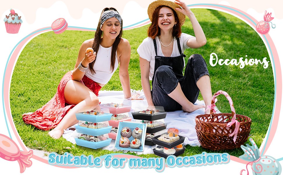 Wholesale 100 Pack 5 Inch Blue Paper Square Charcuterie Boxes Clear Lids Disposable Cookie Containers Valentine Gift for Desserts Sandwiches Slice Cakes Hot Cocoa Bombs Strawberries Factory