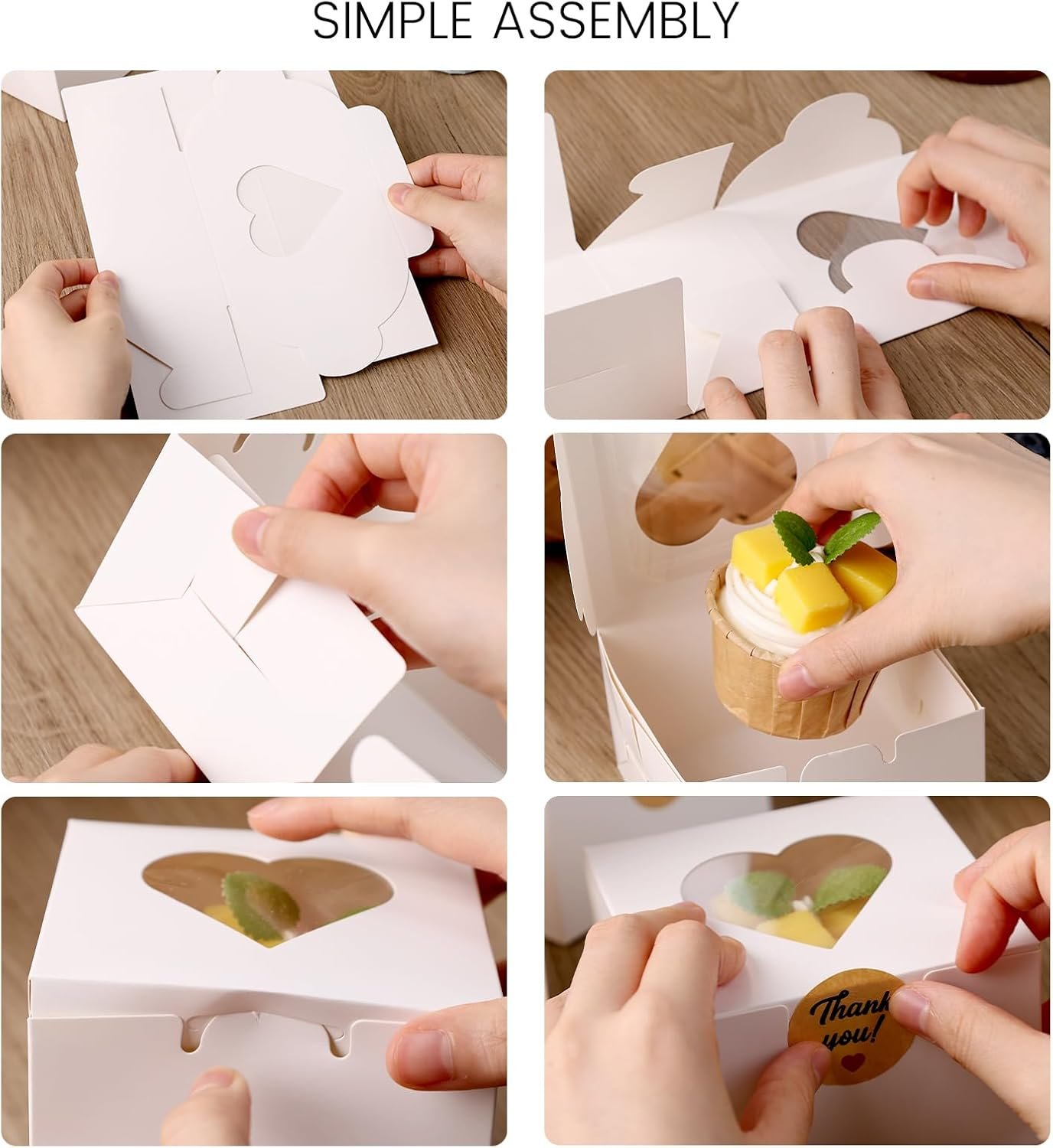 Wholesale 20PCS 4x4x2.5 Inches Heart Shaped Cookie Boxes with Clear Window and Stickers for Bakery Dessert Packaging Party Favors Valentine's Day White Factory