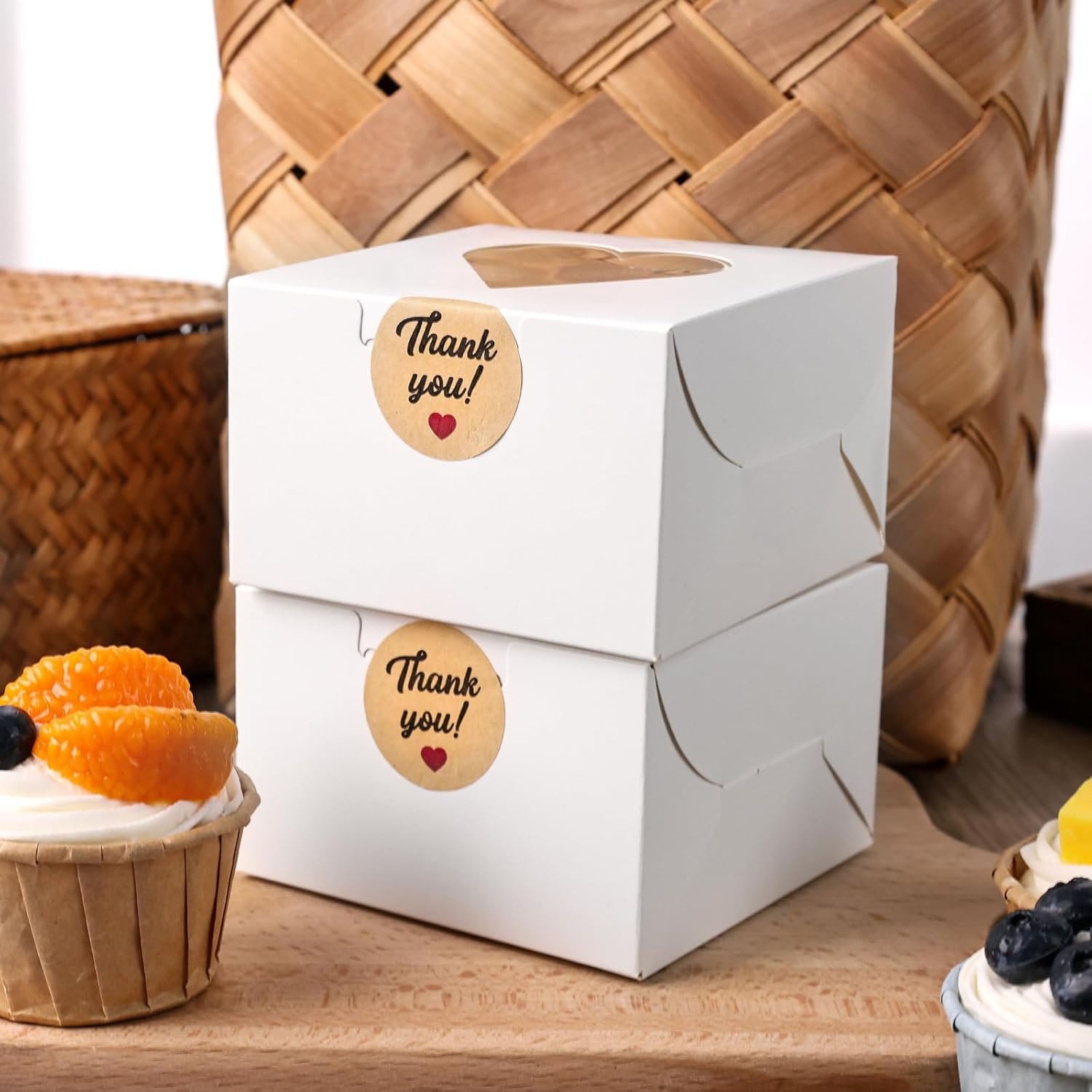 Wholesale 20PCS 4x4x2.5 Inches Heart Shaped Cookie Boxes with Clear Window and Stickers for Bakery Dessert Packaging Party Favors Valentine's Day White Factory