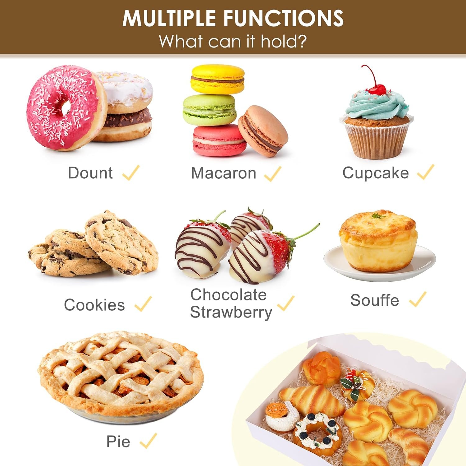 Wholesale 40 Pack 14x10x2.5 Inch Auto-Popup Bakery Boxes with Window for Cookies Donuts Pies Cakes Muffins Pastries Factory