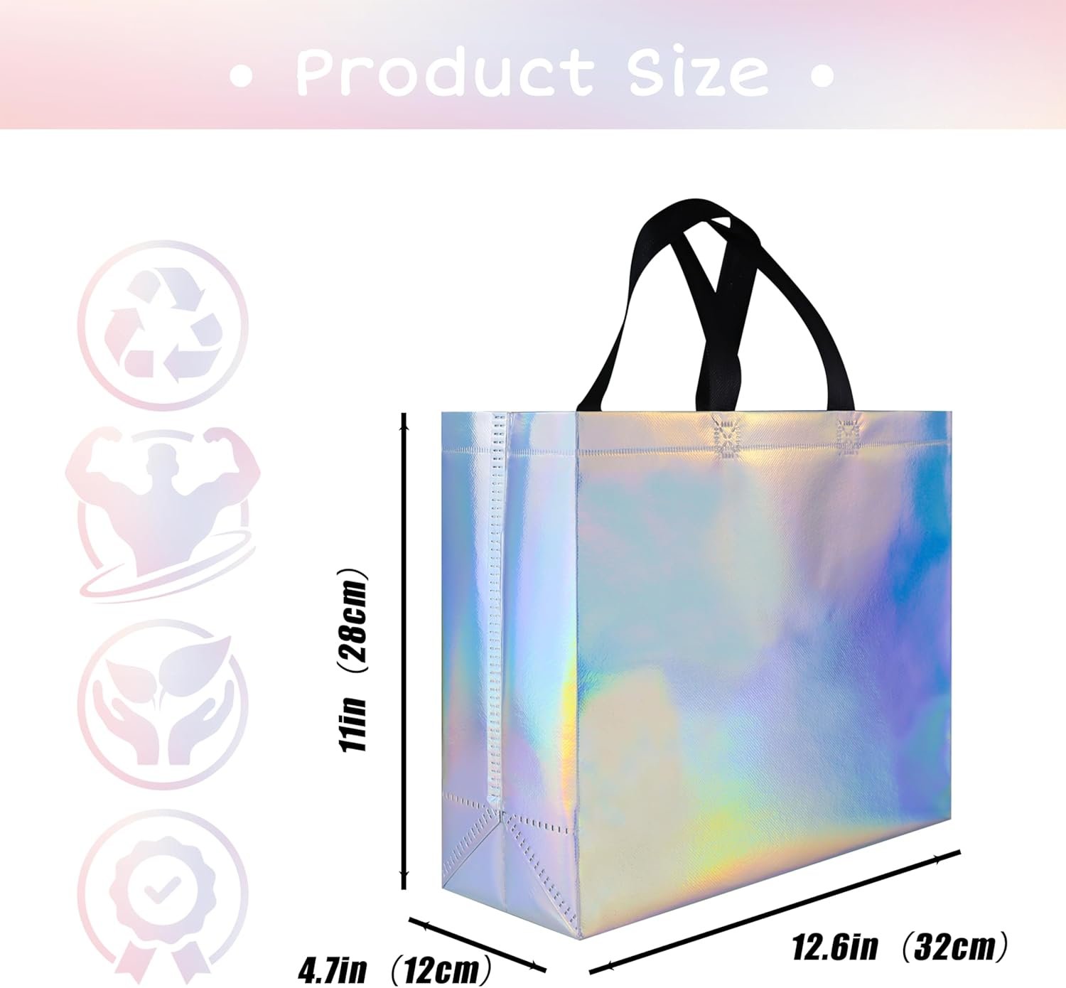Wholesale 25 Pcs Iridescent Glossy Reusable Gift Bags with Handles and Sturdy Bases 12.6x4.7x11 Inches for Holiday Party Birthdays Weddings Christmas Thanksgiving Factory