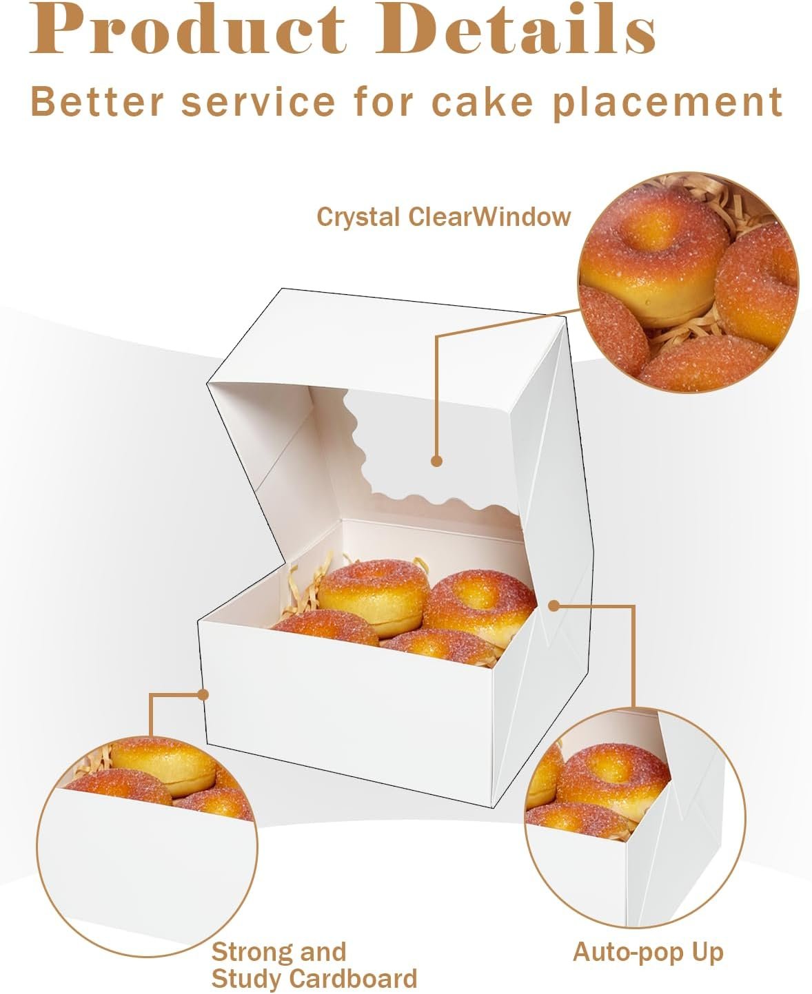 Wholesale Auto-Pop Up 6x6x3 Inch White Cookie Boxes with Window 30 Pack for Pastry Macaron Bakery Packaging Factory Wholesale Auto-Pop Up 6x6x3 Inch White Cookie Boxes with Window 30 Pack for Pastry Macaron Bakery Packaging Factory