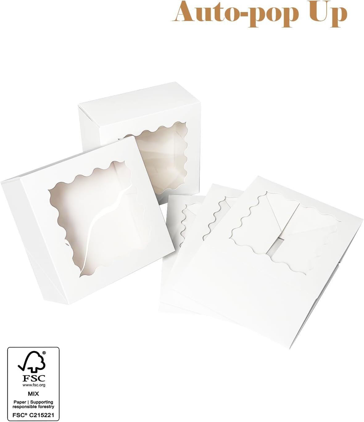 Wholesale Auto-Pop Up 6x6x3 Inch White Cookie Boxes with Window 30 Pack for Pastry Macaron Bakery Packaging Factory Wholesale Auto-Pop Up 6x6x3 Inch White Cookie Boxes with Window 30 Pack for Pastry Macaron Bakery Packaging Factory